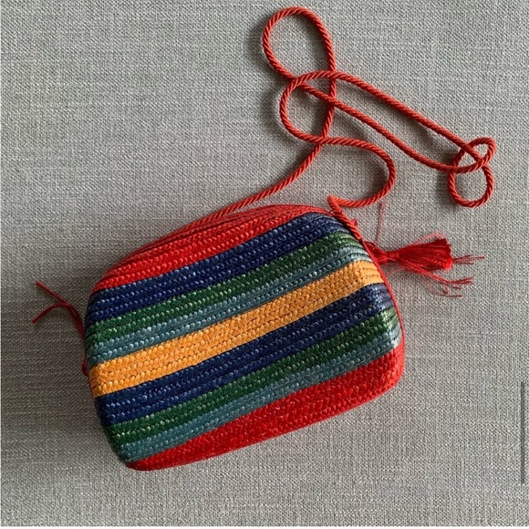Vintage 80s Straw Rattan ‘Made In Italy’ Accent Purse Clutch / Red Box B… - Picture 1 of 7